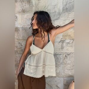 Zara Cream Lace-Trim Camisole Top